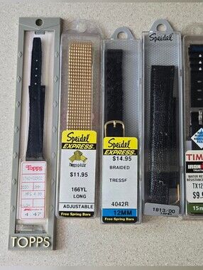 NEW OLD STOCK Timex, Spiedel, And Topps Leather Watch Bands Lot